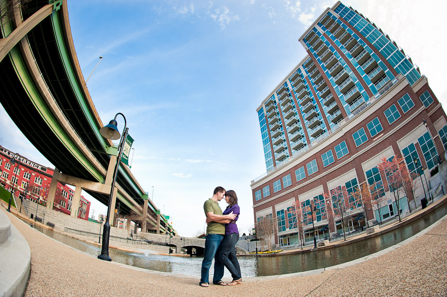 Shockoe-Bottom-Engagement-Shari-Ian-8 Richmond Canal Walk Engagement Photo Fisheye
