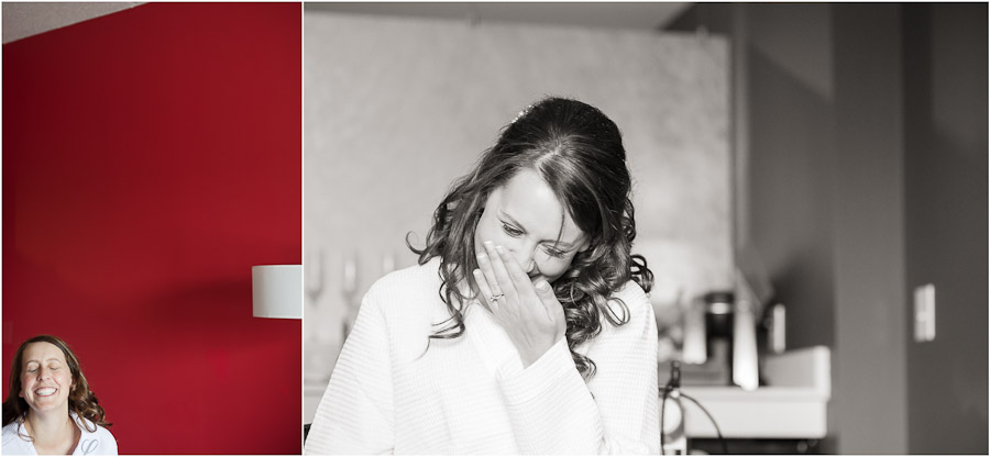 Columbus-Indiana-Factory-Loft-Wedding-Photography-Liz-Jason-01 Bride laughing at hotel indigo in columbus indiana