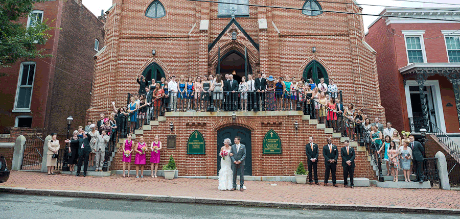 Jen-Iain-Downtown-Richmond-Virginia-Wedding-St-Patricks-John-Marshall-07 Funny animation of the wave by entire wedding crowd
