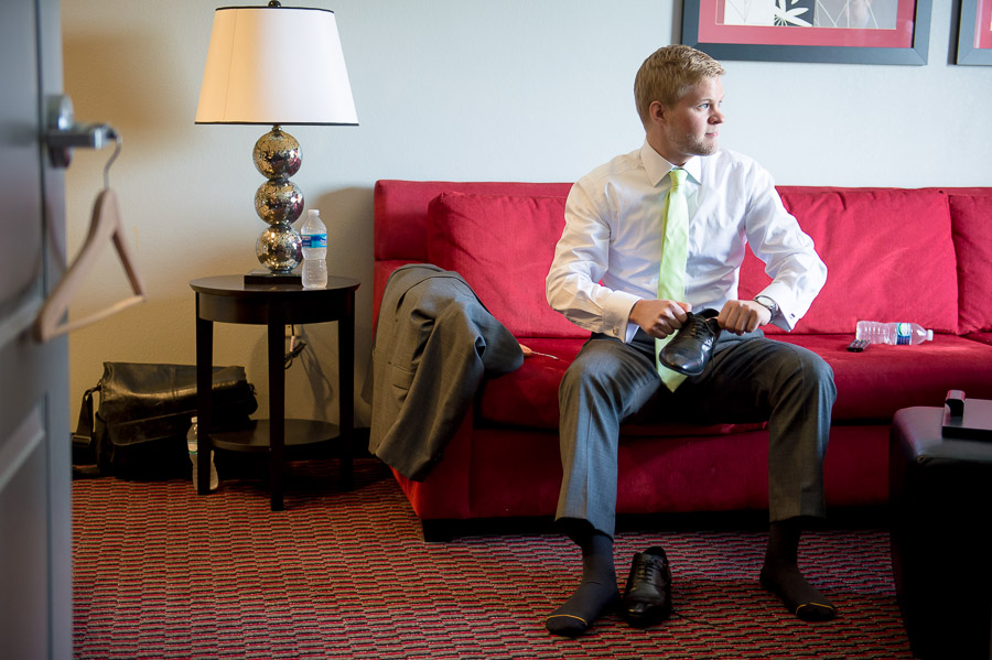 Bluemont-Vineyard-Wedding-Photography-Katie-Doug-03 colorful, fun photo of groom getting ready for Virginia wedding