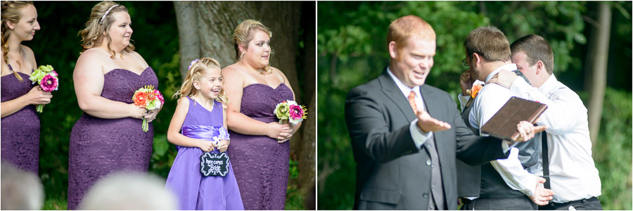 Sweet emotions at Wea Creek Orchard wedding outdoor ceremony